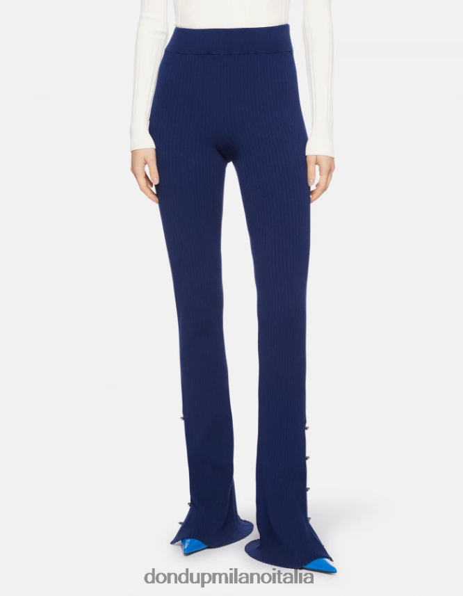 DONDUP mujer pantalones bootcut de viscosa vestir azul AZX2Z0219