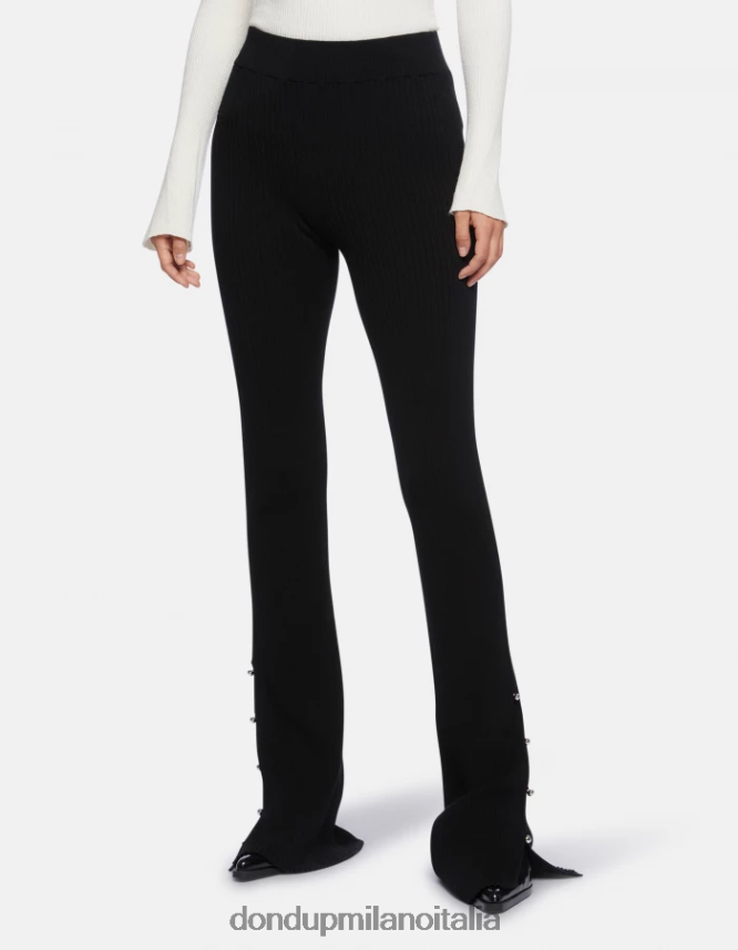 DONDUP mujer pantalones bootcut de viscosa vestir negro AZX2Z0218