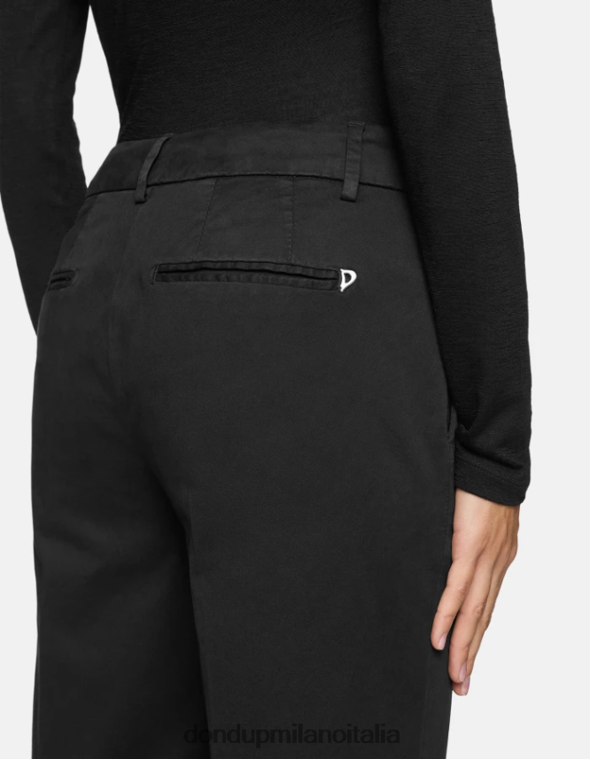 DONDUP mujer pantalones capri holgados de satén meli vestir negro AZX2Z0225