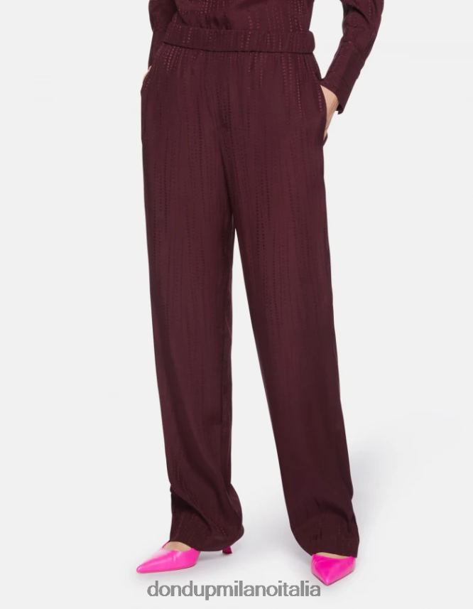 DONDUP mujer pantalones estilo pijama Grace en mezcla de seda vestir prugna AZX2Z0211