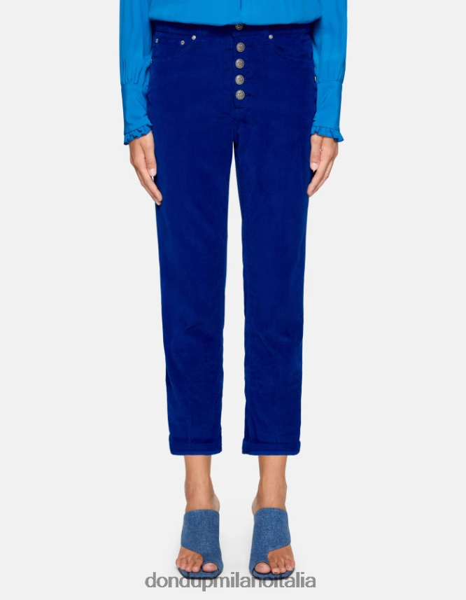DONDUP mujer pantalones holgados de terciopelo koons vestir azul real AZX2Z074