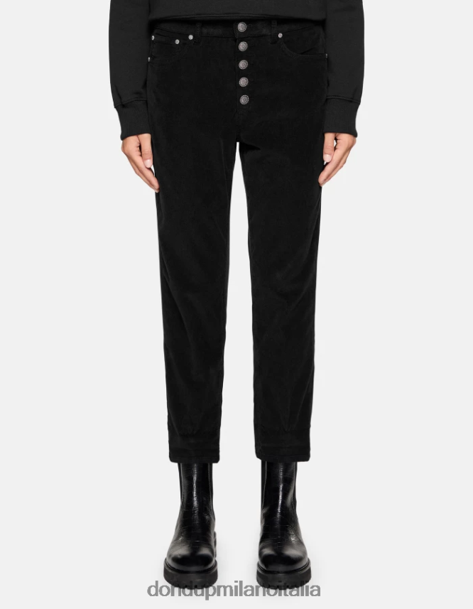 DONDUP mujer pantalones holgados de terciopelo koons vestir negro AZX2Z070