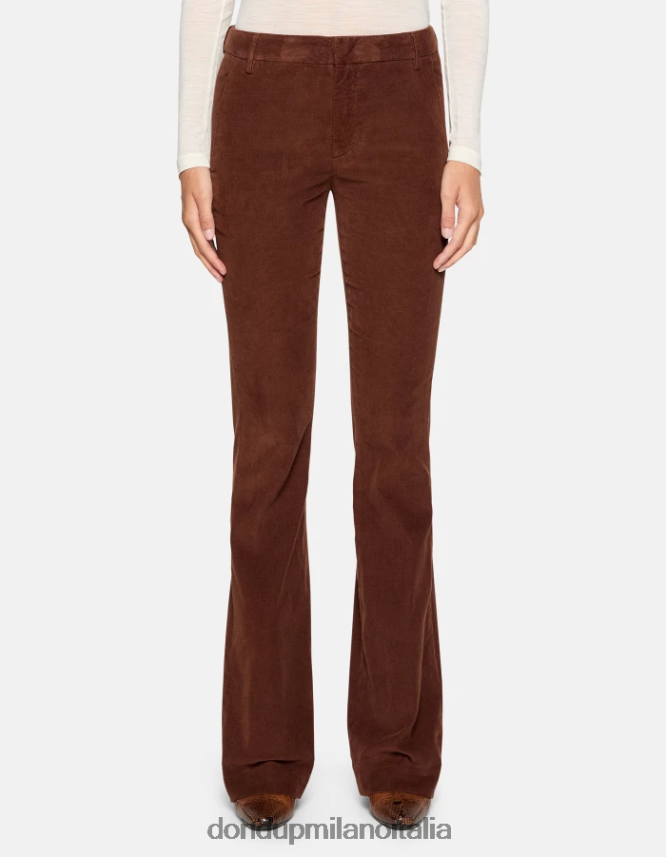 DONDUP mujer pantalones lexi bootcut de terciopelo vestir ciocolato AZX2Z0122