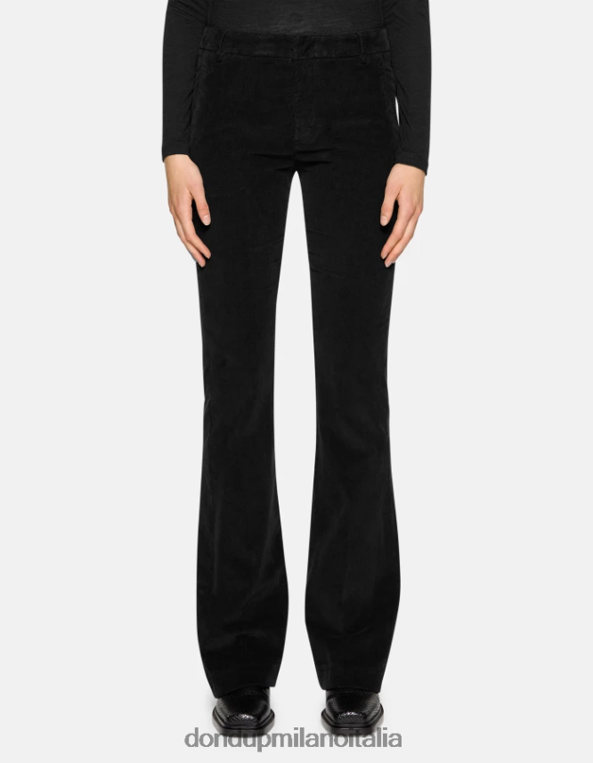 DONDUP mujer pantalones lexi bootcut de terciopelo vestir negro AZX2Z0120