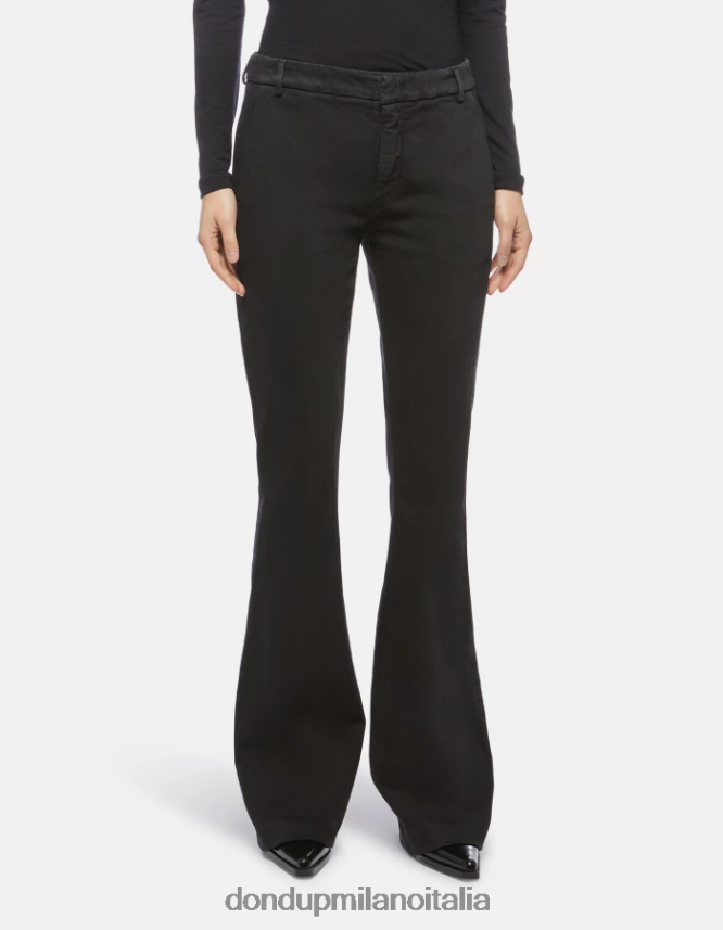 DONDUP mujer pantalones lexi con corte bootcut en denim bull elástico vestir negro AZX2Z0216