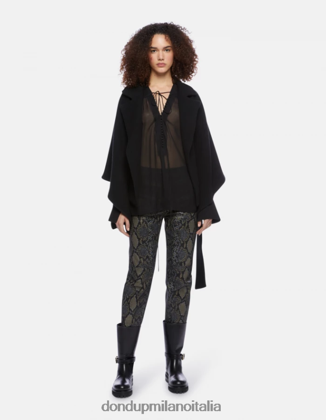 DONDUP mujer pantalones nicole regular fit de algodón estampado vestir negro AZX2Z082