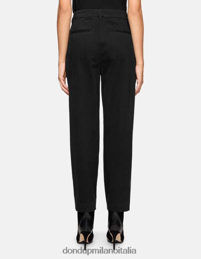 DONDUP mujer pantalones sheryl holgados de algodón vestir negro AZX2Z0237