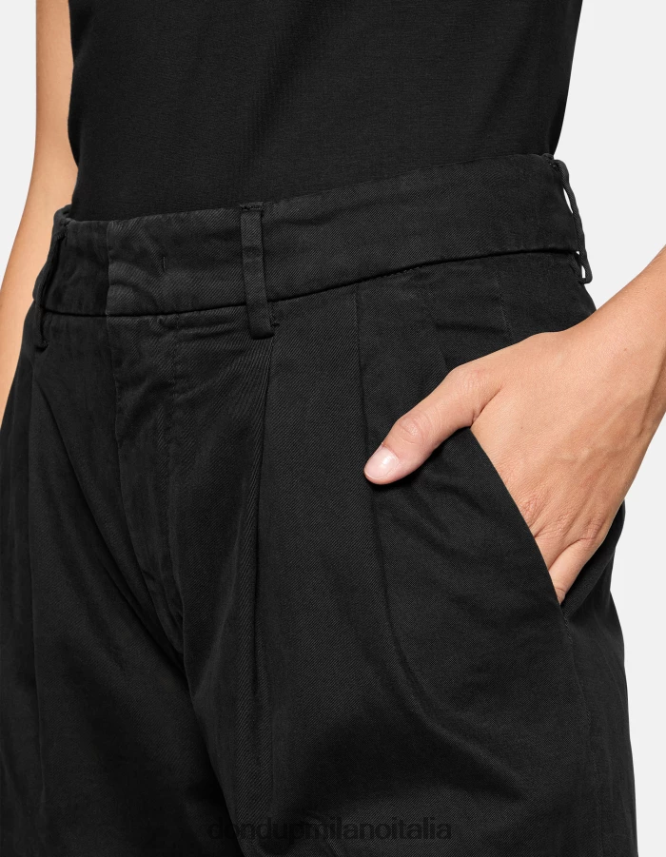 DONDUP mujer pantalones sheryl holgados de algodón vestir negro AZX2Z0237