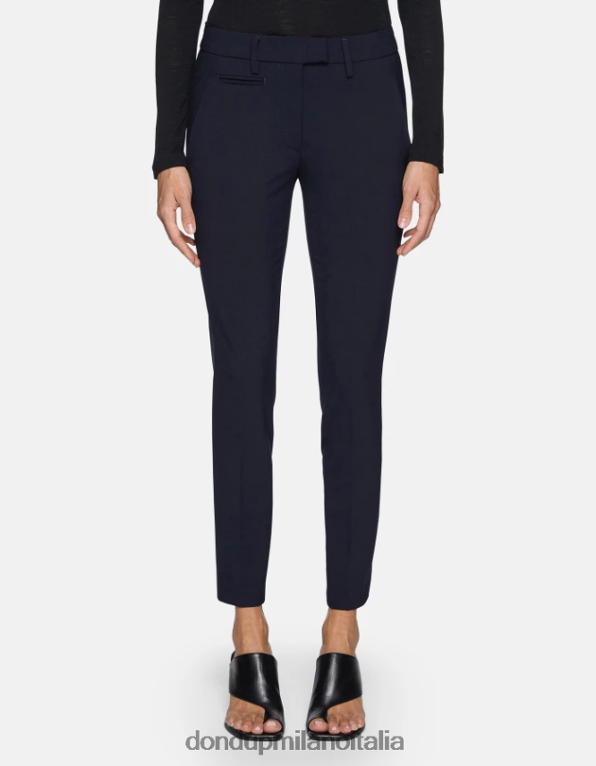 DONDUP mujer pantalones slim fit perfectos de lana vestir Azul marino AZX2Z0183