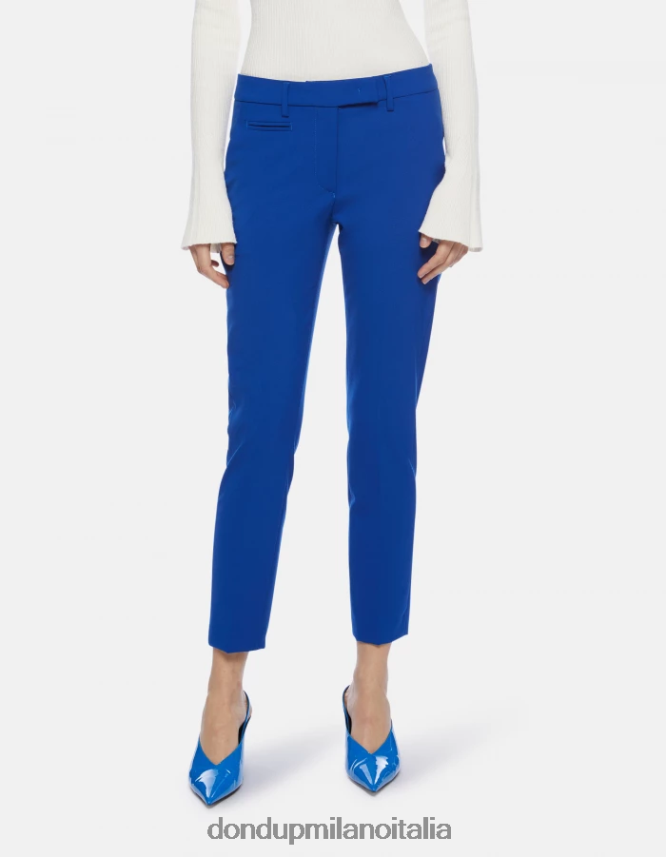 DONDUP mujer pantalones slim fit perfectos de lana vestir azul real AZX2Z0184