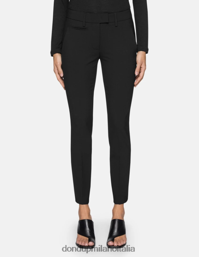 DONDUP mujer pantalones slim fit perfectos de lana vestir negro AZX2Z0185