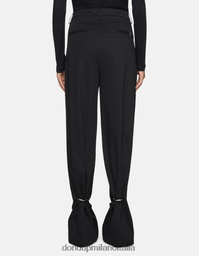 DONDUP mujer pantalones tru holgados de algodón vestir negro AZX2Z0215