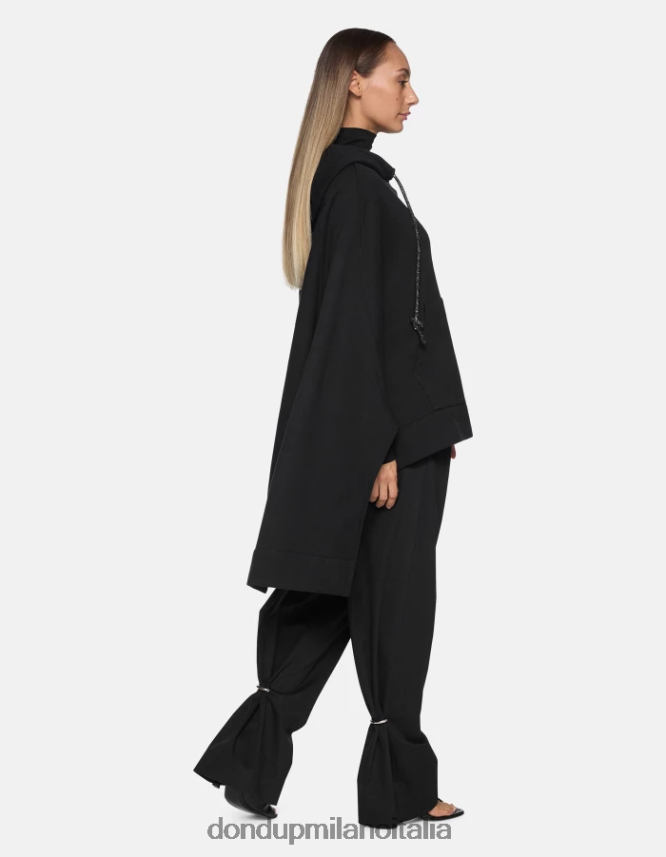 DONDUP mujer pantalones tru holgados de algodón vestir negro AZX2Z0215