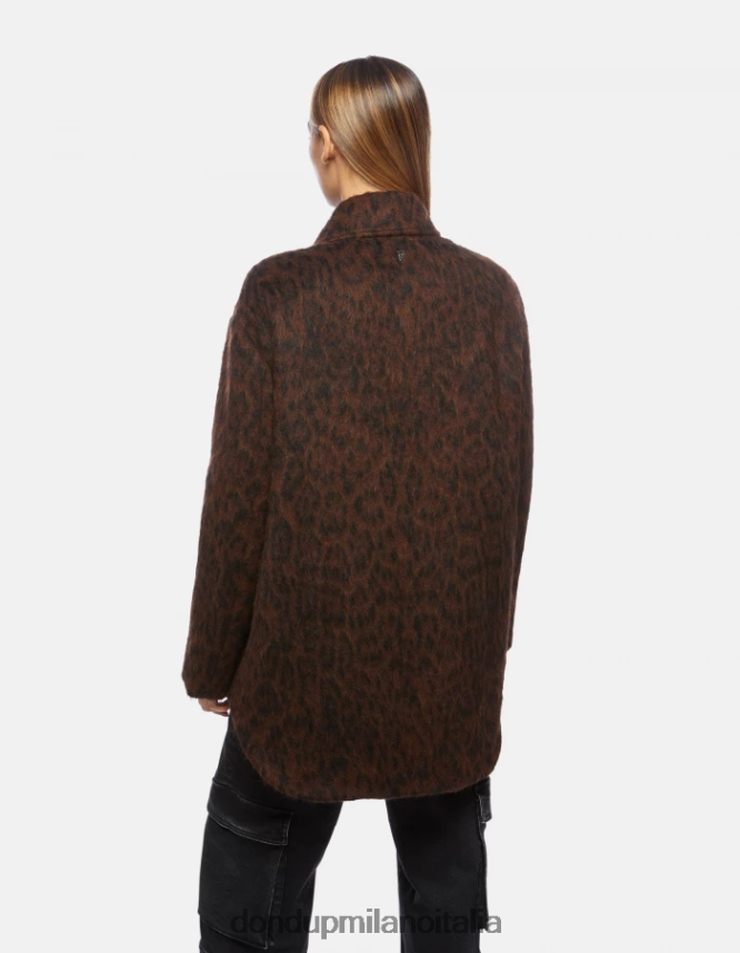 DONDUP mujer sobrecamisa de pelo ecológico con botonadura simple vestir ciocolato AZX2Z0367