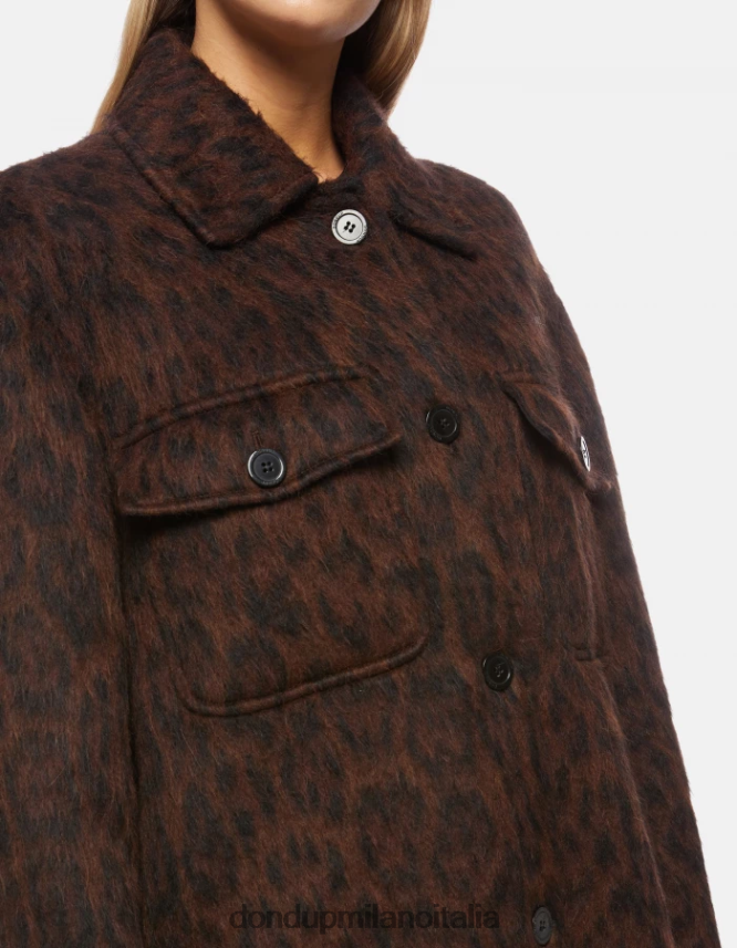 DONDUP mujer sobrecamisa de pelo ecológico con botonadura simple vestir ciocolato AZX2Z0367