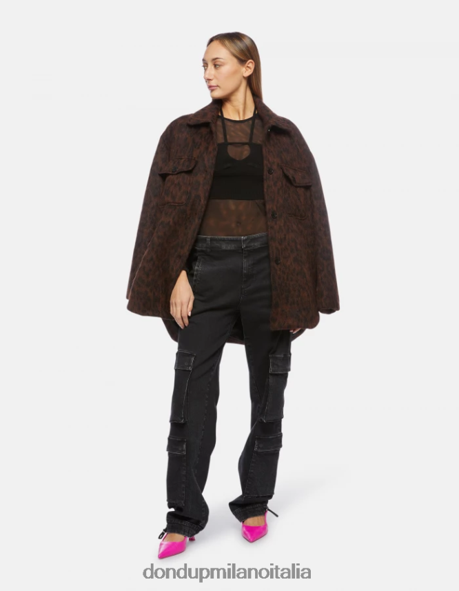 DONDUP mujer sobrecamisa de pelo ecológico con botonadura simple vestir ciocolato AZX2Z0367