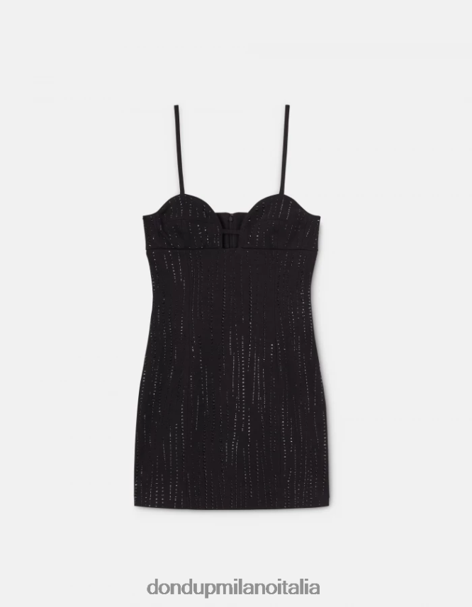 DONDUP mujer vestido corto de mezclilla vestir negro AZX2Z0293