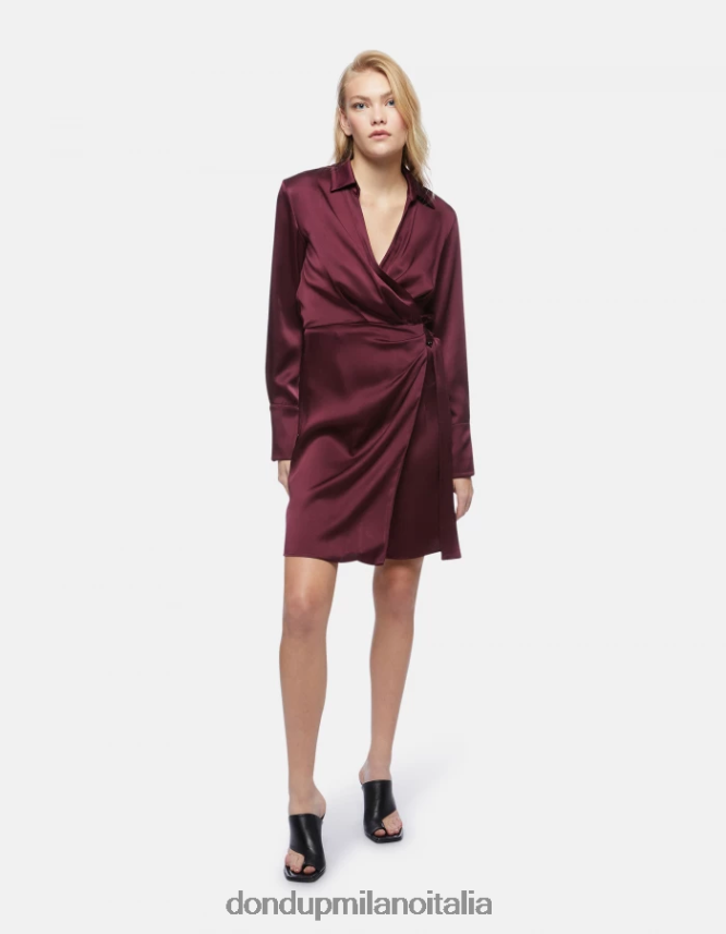 DONDUP mujer vestido corto de raso vestir prugna AZX2Z0280