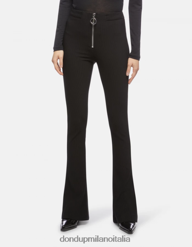 DONDUP mujer pantalones avril de punto con corte bootcut vestir negro AZX2Z0217