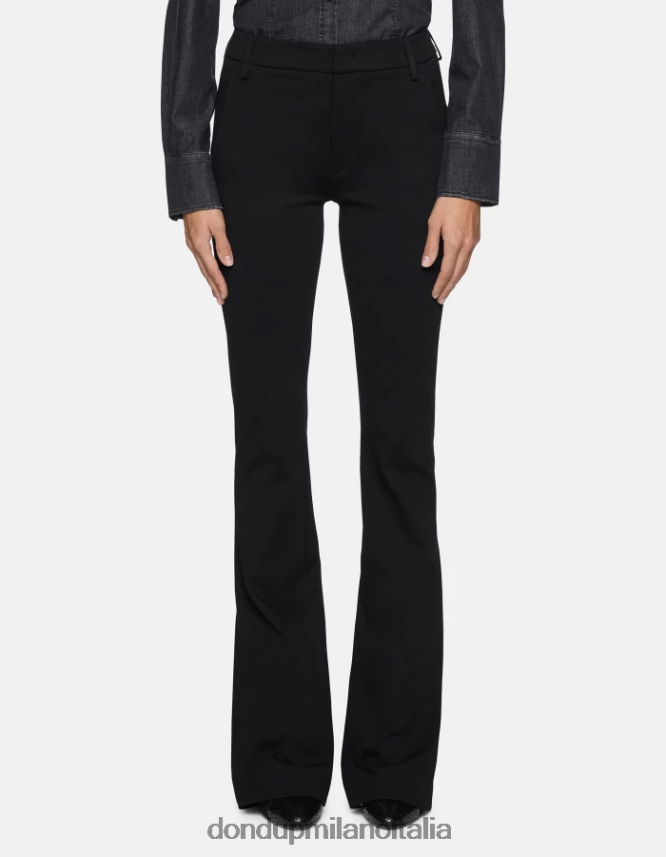 DONDUP mujer pantalones bootcut Lexi de punto vestir negro AZX2Z0204