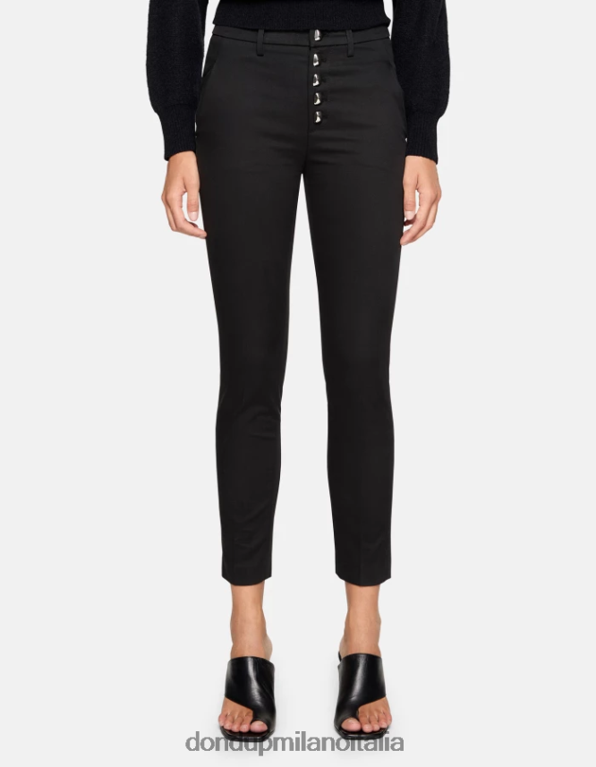 DONDUP mujer pantalones carmen slim de algodón vestir negro AZX2Z0206